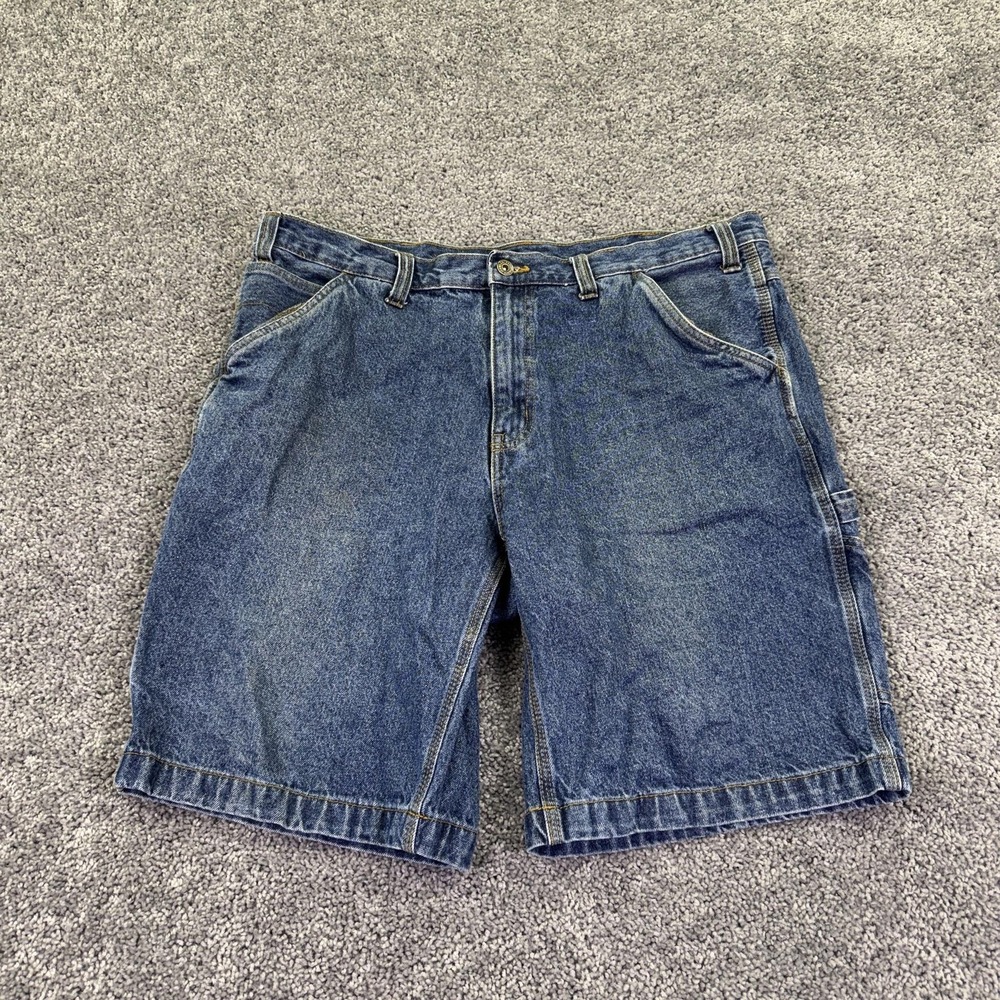 Faded Glory Cargo Shorts Mens 38 Blue Denim Relaxed Fit Workwear Pockets Outdoor